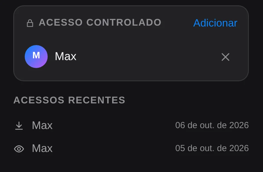 Acesso controlado e acessos recentes de um contrato confidencial