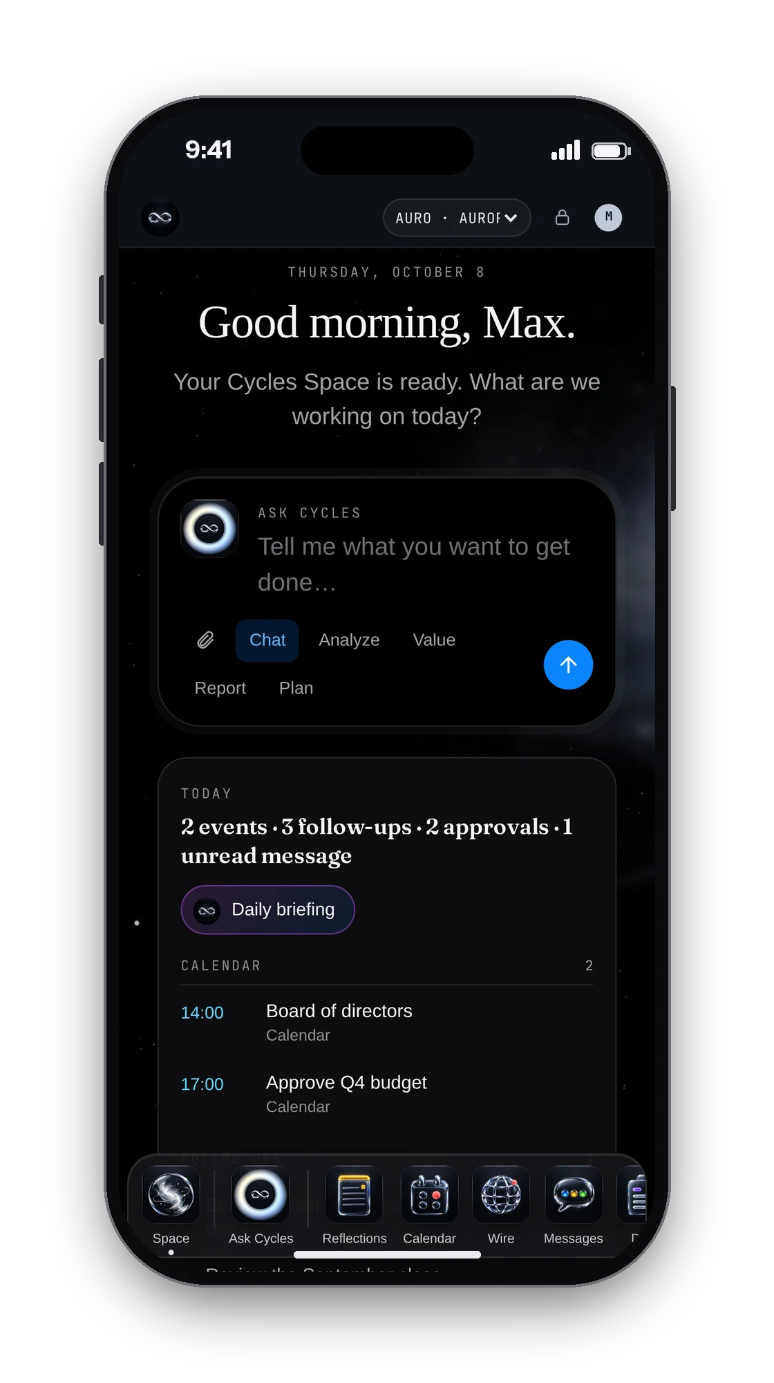 Cycles Space on a phone